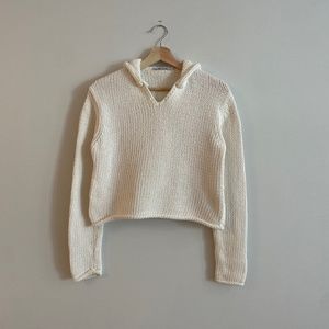 T by Alexander Wang Sweater Knit Hoodie in White